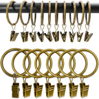 40 Pack Curtain Rings with Clips, Drapery Clips with Rings, Drapes Rings 1.26 in Interior Diameter, Fits up to 1 in Curtain Rod, Black