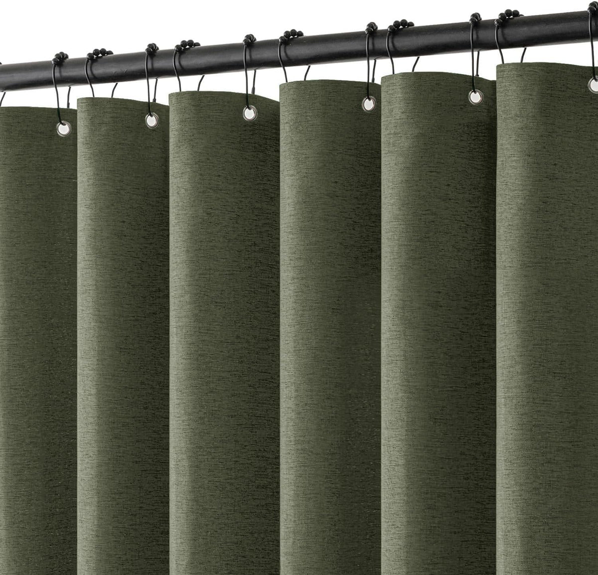 MIULEE 72 x 90 Extra Long Linen Shower Curtain Cream Beige 12 Metal Hooks