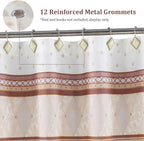 Fabric Shower Curtain, Narrow Width Beige Brown Stripe Waterproof Curtain for Tub or Stall，54" W x 72" H