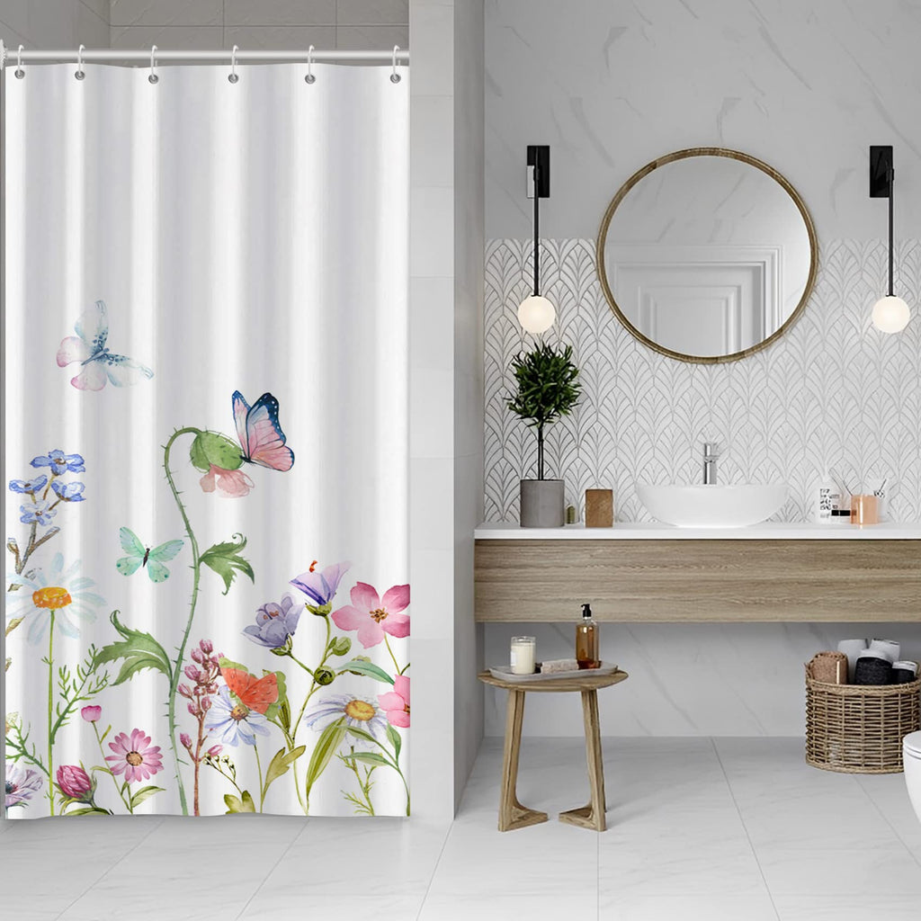 AWERT Blue Marble Shower Curtain - Waterproof for Bathroom Decor, Printed Washable With Hooks, 72x72 Inch