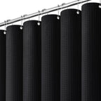 Dynamene Waffle Shower Curtain 256 GSM Heavy Duty Fabric 72"x72" Black