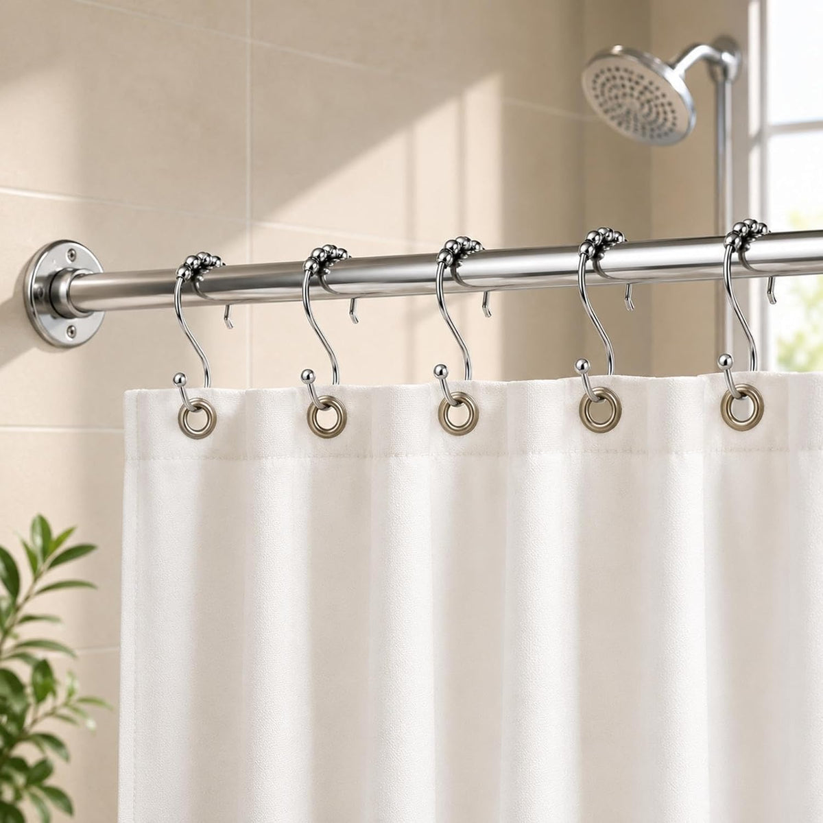 Hotop Shower Curtain Hooks Rings, Stainless Steel S Hooks, 12 Pieces
