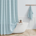 BTTN Sage Green Boho Farmhouse Linen Heavy Duty Shower Curtain Set, 72x72