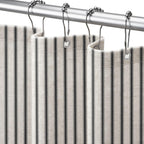 Farmhouse Striped Shower Curtain Taupe Vintage Linen Curtain 72"W X 72"L