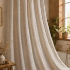 Linen Shower Curtain Beige Boho Cream Natural Cloth 72" W x 72" L