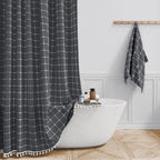 BTTN Sage Green Boho Farmhouse Linen Heavy Duty Shower Curtain Set, 72x72