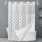 LXBNI Ringless Shower Curtain with Snap-in Liner, Gray White, 71 x 74 Inch