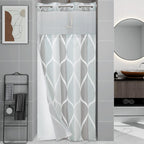 Yiatn Gray Ringless Shower Curtain with Snap-in Liner, 71 x 74 Inch