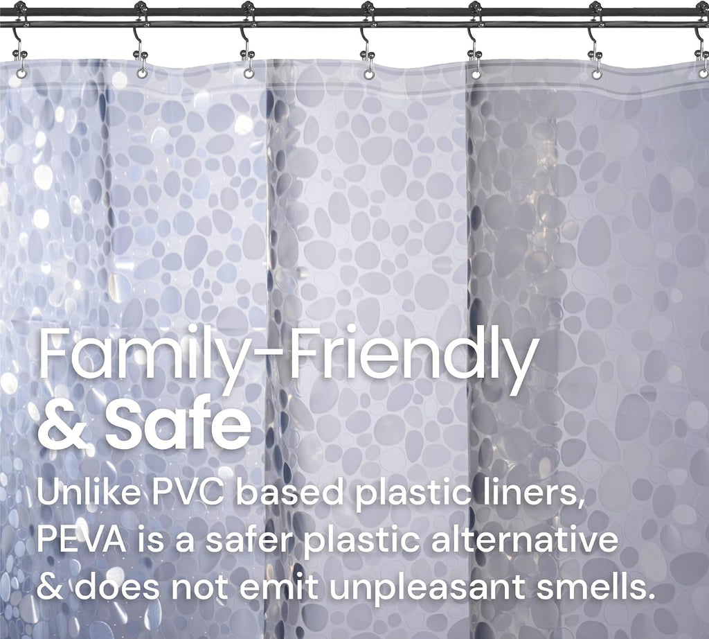 LiBa Shower Curtain PEVA 8G, 72x72 Inch Clear Pebbles with Magnets