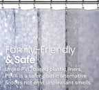 LiBa Shower Curtain PEVA 8G, 72x72 Inch Clear Pebbles with Magnets