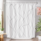 AmazerBath Shower Curtain, Cloth Ombre Black Shower Curtain Set with 12 Hooks, Washable Fabric Black and White Shower Curtain, Rustic Farmhouse Bathroom Shower Curtain, 72x72 Inches