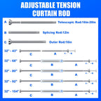 Ausemku Shower Curtain Rod Tension - 32-80 Inch Never Rust Non-Slip Spring Tension Curtain Rod No Drilling Stainless Steel Curtain Rod Use Bathroom Kitchen（Silver）