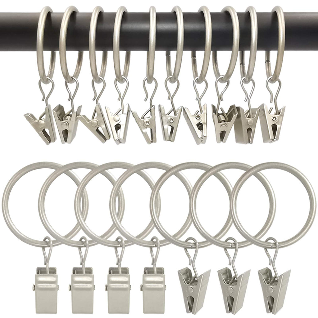 40 Pack Curtain Rings with Clips, Drapery Clips with Rings, Drapes Rings 1.26 in Interior Diameter, Fits up to 1 in Curtain Rod, Black