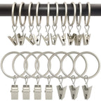40 Pack Curtain Rings with Clips, Drapery Clips with Rings, Drapes Rings 1.26 in Interior Diameter, Fits up to 1 in Curtain Rod, Black