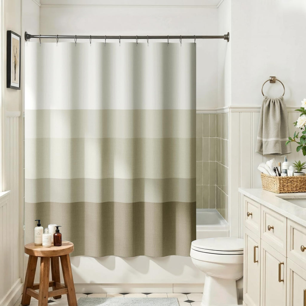 jinchan Ombre Ocean Blue Shower Curtain for Bathroom 70x72 Inch 12 Hooks