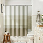 jinchan Ombre Ocean Blue Shower Curtain for Bathroom 70x72 Inch 12 Hooks