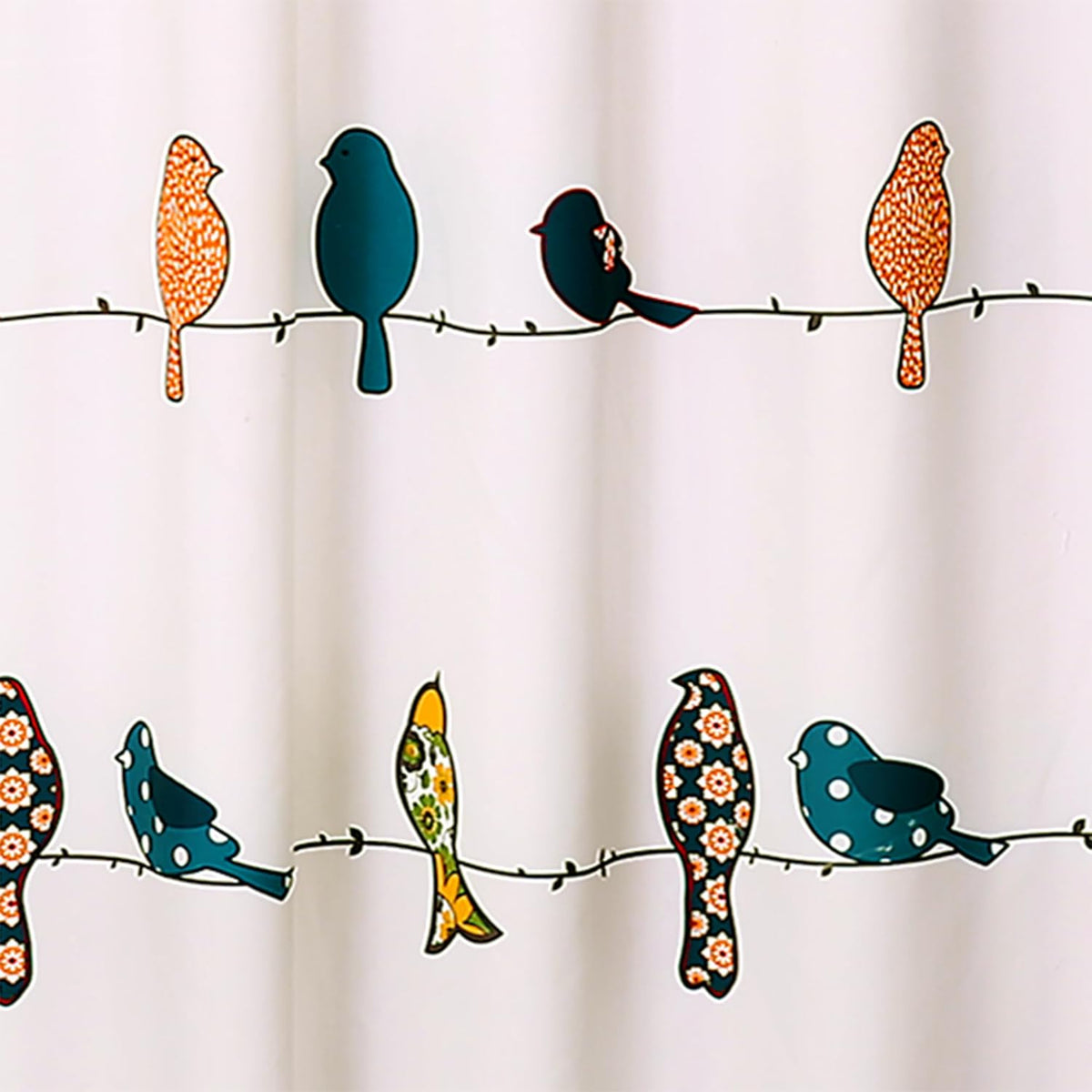 Lush Decor Rowley Birds Shower Curtain, 72” W x 72” L, Multi - Colorful Floral Bird Pattern - Whimsical & Playful Bird Shower Curtain - Farmhouse, Coastal, & Boho Bathroom Decor