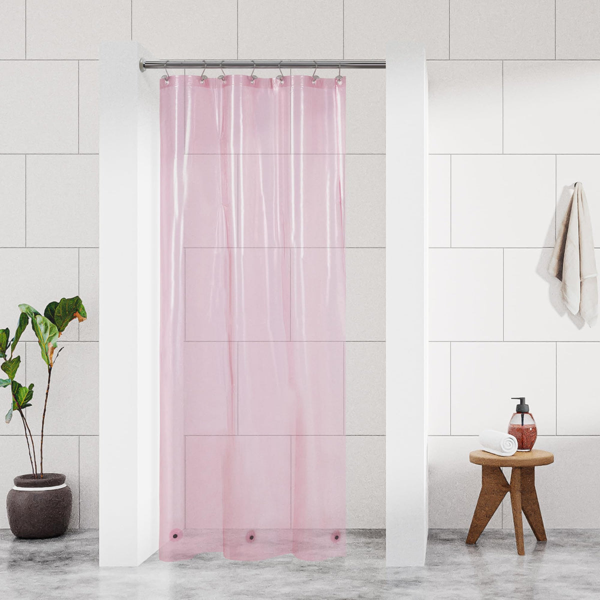 Barossa Design 48 inch Wide Stall Shower Curtain Liner with Magnets, Clear