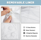 LXBNI Ringless Shower Curtain with Snap-in Liner, Gray White, 71 x 74 Inch