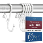 12 Metal Shower Curtain Hooks, Rust-Proof Decorative C-Shaped Curtain Hooks for Bathroom, Chrome Shower Curtain Rings, Fits Rods Up to 1 Inch (C, Silver)