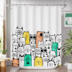 AmazerBath Shower Curtain, Cloth Ombre Black Shower Curtain Set with 12 Hooks, Washable Fabric Black and White Shower Curtain, Rustic Farmhouse Bathroom Shower Curtain, 72x72 Inches