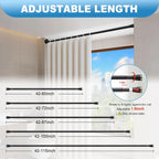 Tension Curtain Rod, 42 to 100 inch Adjustable Heavy Duty black shower curtain rod for bathroom Closet Windows