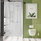 AmazerBath Black Shower Curtain Liner Plastic, Thick PEVA Shower Curtain Black, Dark Shower Liner Heavy Duty 8G, Black Bathroom Curtain Waterproof with 3 Weighted Stones and 12 Grommets, 72x72 Inches