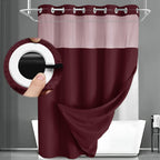 No Hook Shower Curtain with Liner Set Hotel Waffle Curtain White 72W X 75L
