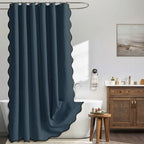 MIULEE 72"x84" Extra Long Scalloped Linen Shower Curtain Cream Beige