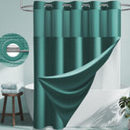 Dynamene Ringless Waffle Weave Fabric Shower Curtain Set, Black, 72"x75"