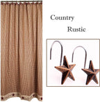 CHICTIE Star Shower Curtain Hooks Rings, Set of 12 Retro Bronze Decorative Shower Hooks,Stainless Steel Rustproof Shower Rings for Bathroom(Stereoscopic Brown Star)