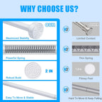 TEECK Shower Curtain Rod, 32-80 inch Adjustable Spring Tension Curtain Rod, Never Rust Anti-Slip Shower Curtain Rod for Bathroom, No Drilling, Never Collapse, Easy to Use, White