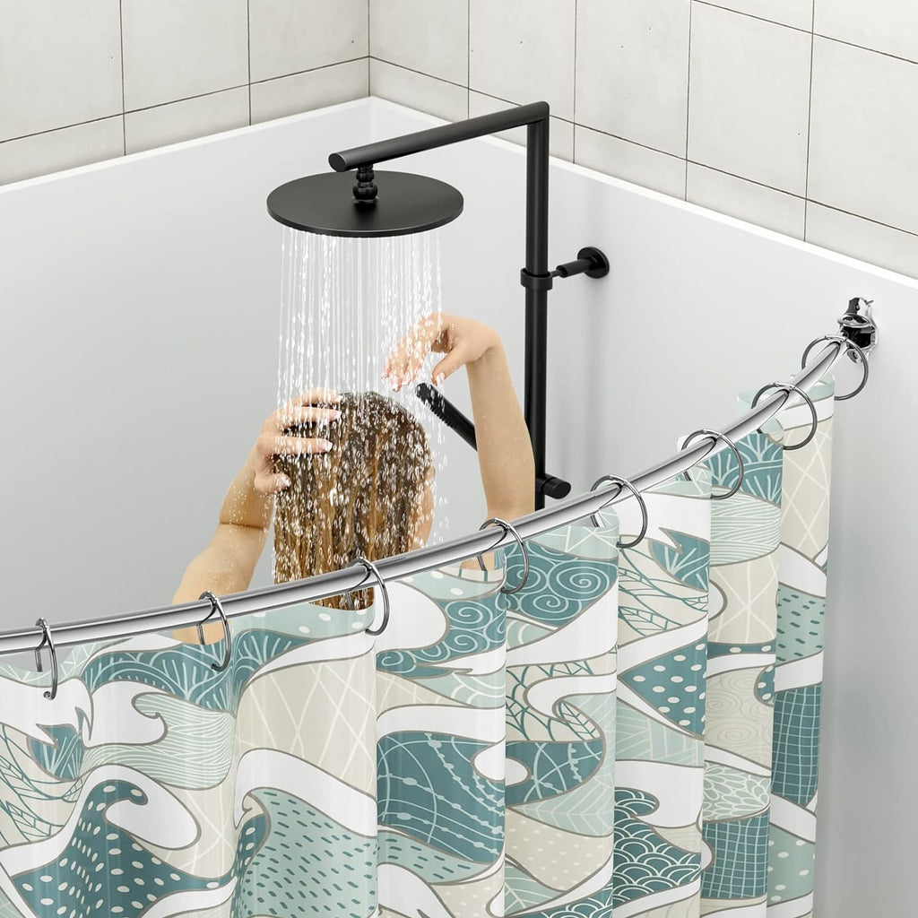 Mcrbeay Curved Shower Curtain Rod, Stainless Steel, Adjustable 40-72 inch