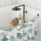 Mcrbeay Curved Shower Curtain Rod, Stainless Steel, Adjustable 40-72 inch