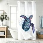 Nautical Green Sea Turtles Beach Theme Fabric Shower Curtain Sets Bathroom Blue Ocean Decor with Grommets and Hooks - 72 x 72 Inch Teal
