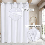 No Hook Weave Fabric Shower Curtain with Snap-in Liner White,72x74