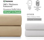 Dynamene Waffle Shower Curtain 256 GSM Heavy Duty Fabric 72x72 Beige/Khaki