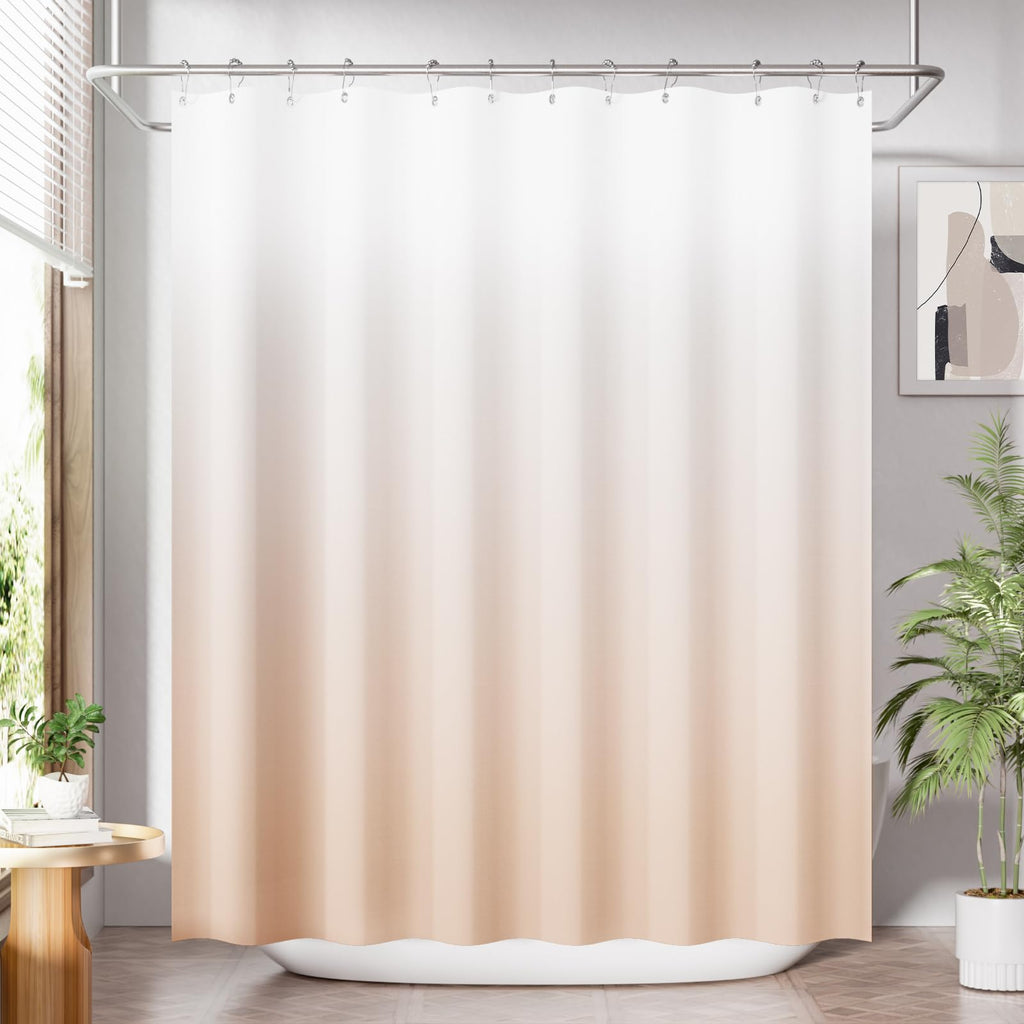 AmazerBath Shower Curtain, Cloth Ombre Black Shower Curtain Set with 12 Hooks, Washable Fabric Black and White Shower Curtain, Rustic Farmhouse Bathroom Shower Curtain, 72x72 Inches