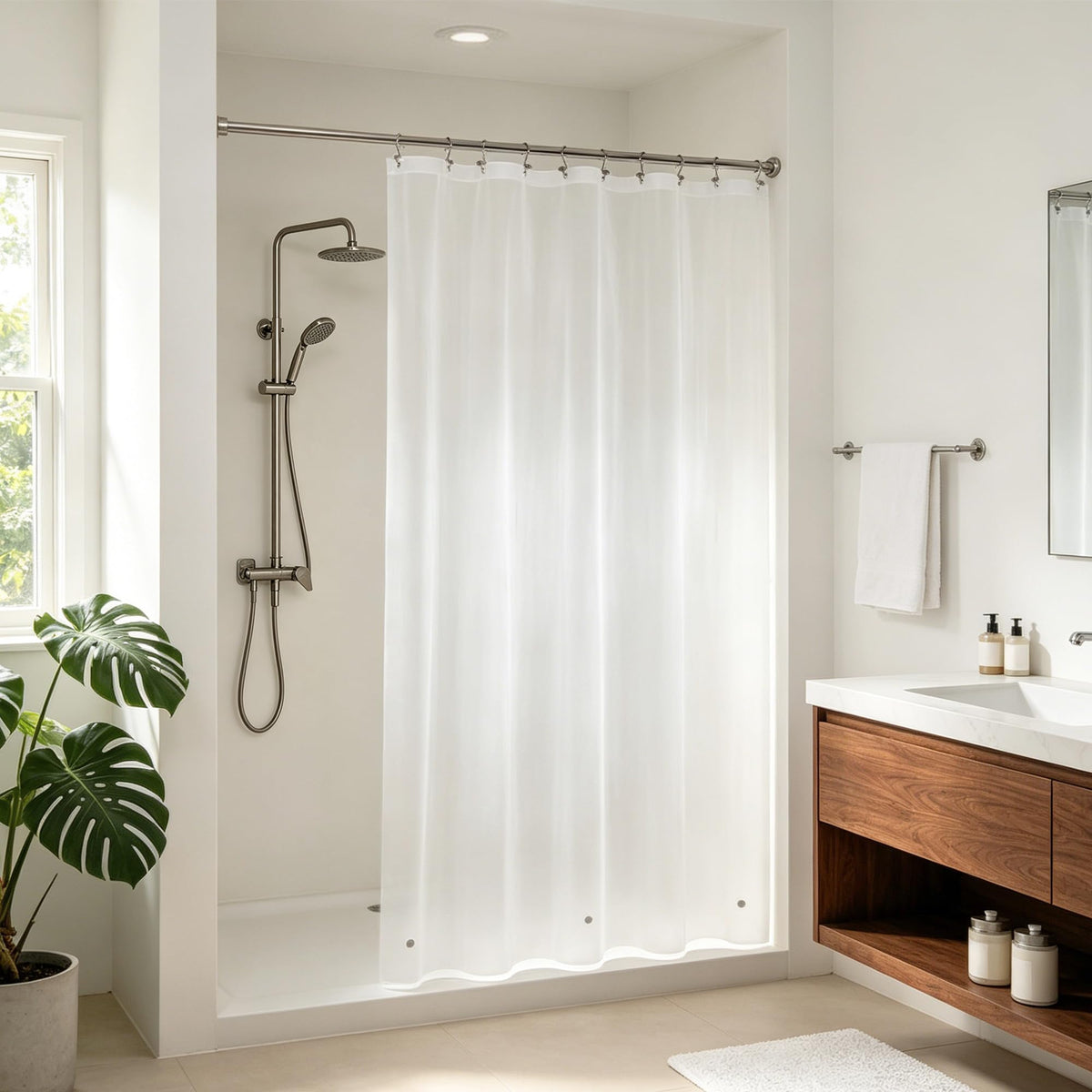 Barossa Design 48 inch Wide Stall Shower Curtain Liner with Magnets, Clear