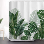 Baccessor Linen Shower Curtain Tropical Green Leaf Shower Curtains Botanical Banana Monstera Leaf Palm Tree Water Repellent Heavy Duty Fabric Cloth Shower Curtain for Bathtubs Hotel 72 W X 72 L Inch