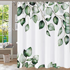 Shower Curtain Blue Eucalyptus Shower Curtains for Bathroom, Watercolor Leaf Shower Curtain Sets Waterproof Plant Shower Curtain Leaves Fabric Cloth Bathroom Curtains 72x72 inch with Hooks