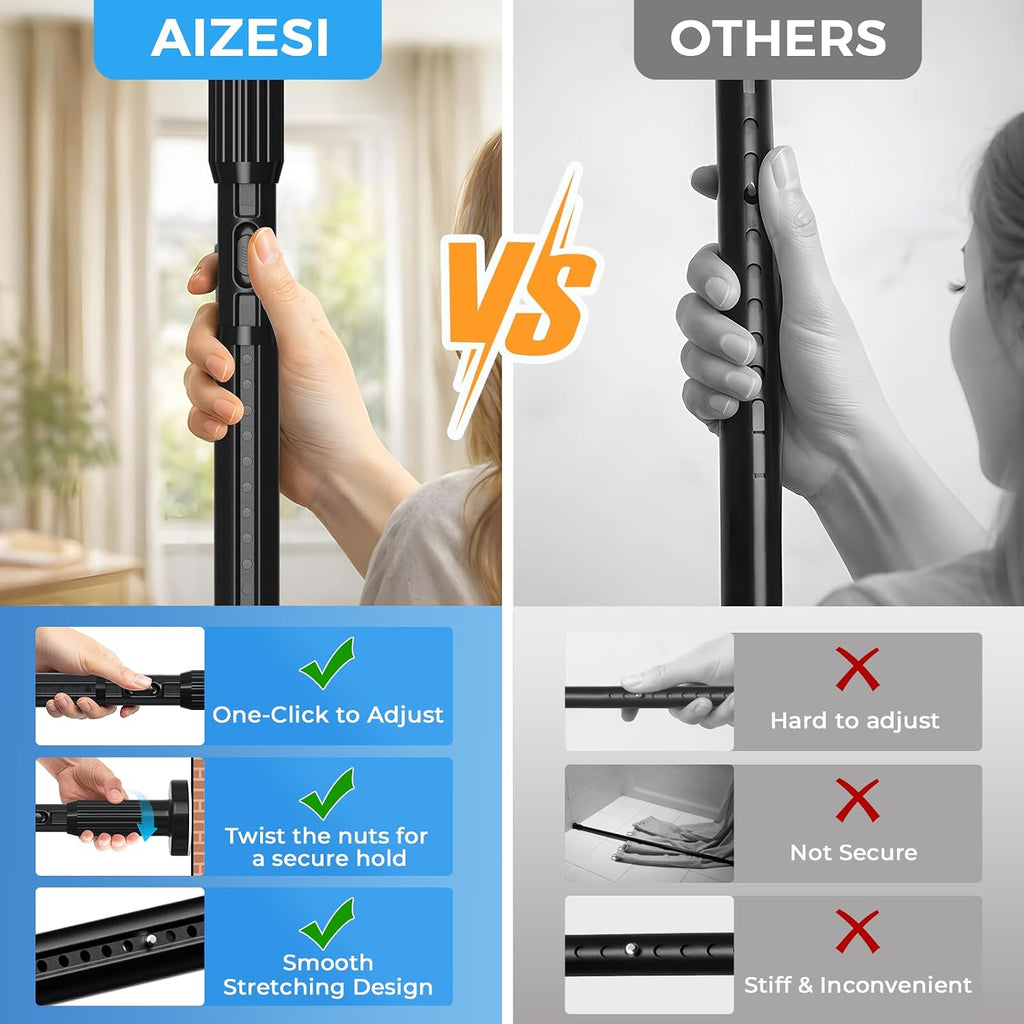 AIZESI 41-144 Inch Heavy Duty Tension Curtain Rod - No Drilling, Adjustable