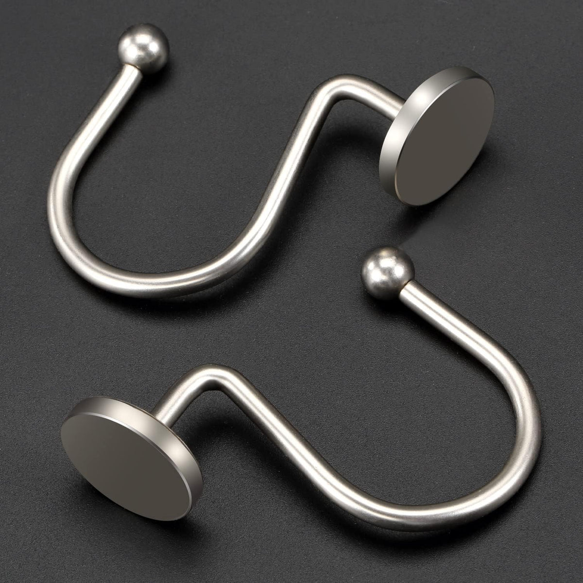 ZESLMG Shower Curtain Hooks, Nickel Shower Curtain Rings Rustproof Metal Round Decorative Shower Hooks Rings for Bathroom Shower Rods Curtains, Set of 12 Heavy Duty Solid Hooks