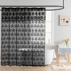 Ivory Lace Shower Curtain 72x72, Vintage Shabby Chic with Attached Valance