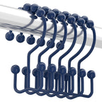 Titanker Black Shower Curtain Hooks Rings, Rust-Resistant Metal Double Glide Shower Hooks for Bathroom Shower Rods Curtains, Set of 12 Hooks - Matte Black