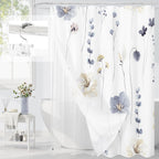 Gibelle 3 in 1 Sage Green Watercolor Floral Shower Curtain Liner Set, 72x72