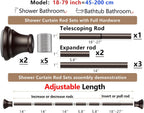Oil Rubbed Bronze Tension Shower Curtain Rod – Adjustable 18-79 Inches, Fits 20-78 Inch Spaces (Ideal for 72" Wide Bathrooms), Rust Resistance Adjustable Durable Spring No Drilling