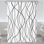 Striped Shower Curtain for Bathroom, Grey White, 72" W x 72" L