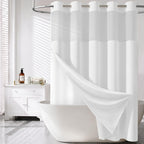 BTTN Cream Ringless Linen Textured Shower Curtain with Snap in Liner, 72x75
