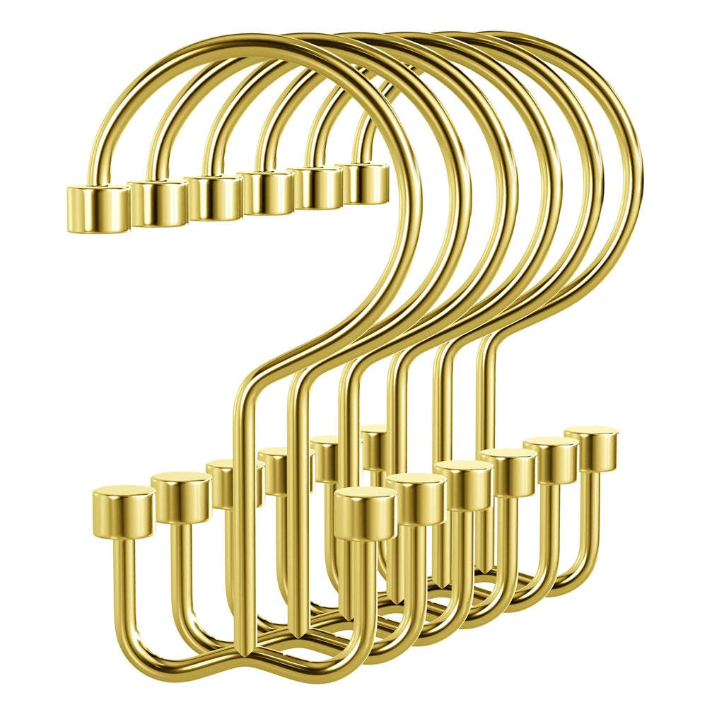 Bathway Shower Curtain Hooks Nickel Shower Curtain Rings, 12 Pcs Double Hook Shower Curtain Hooks Rings Shower Curtain Hangers Rust Proof, Metal Shower Hooks for Bathroom Shower Curtain Rod